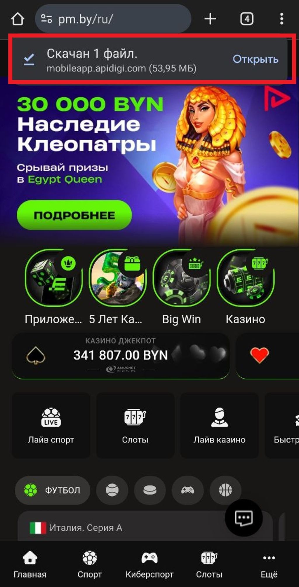 Загрузка установочного файла завершена