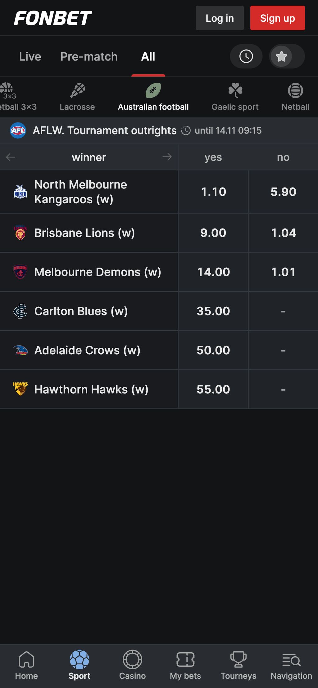 Австралийский футбол в Фонбет