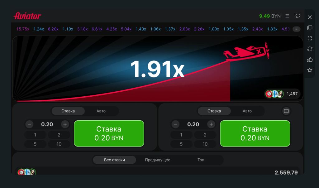 Как выглядит игровой процесс в Авиаторе
