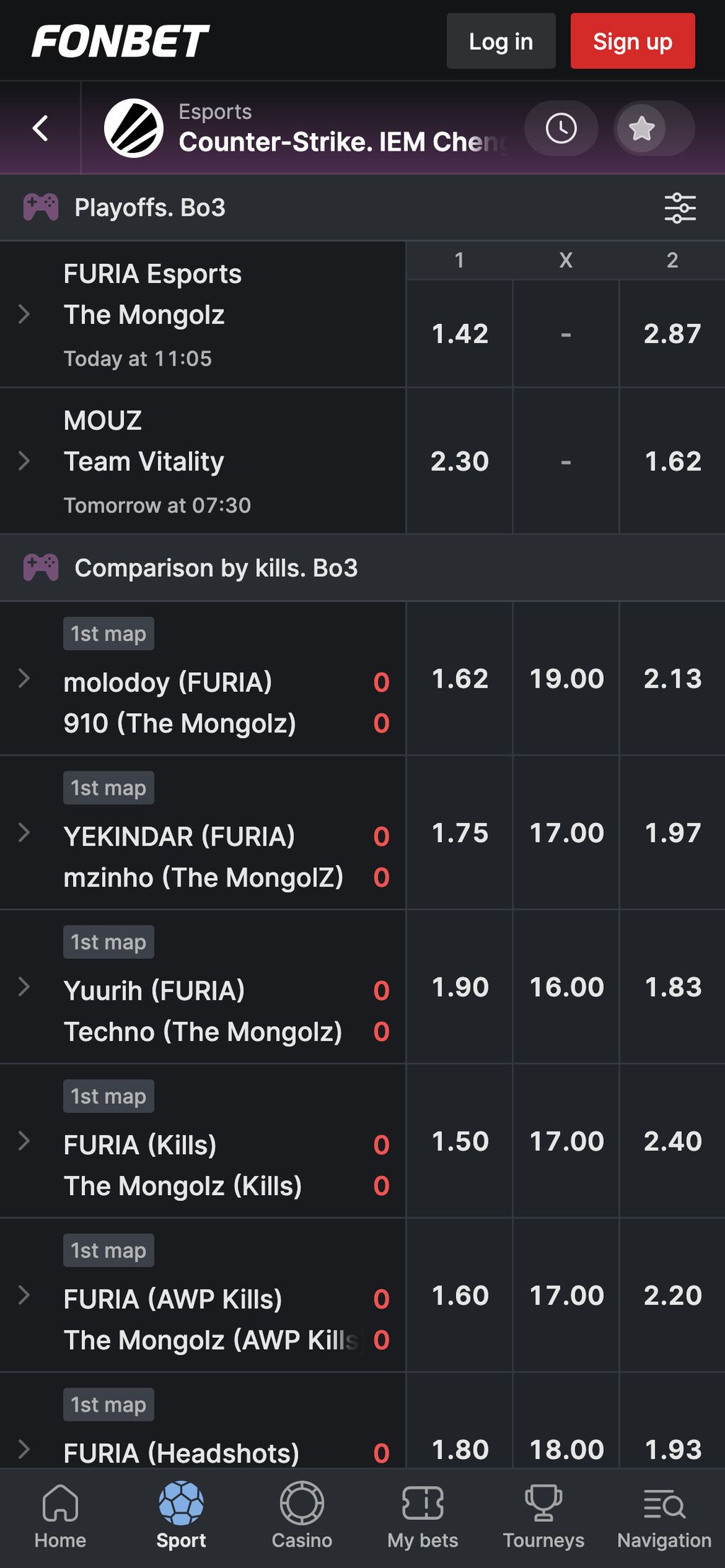 Ставки на CS2 в Фонбет - прематч и лайв