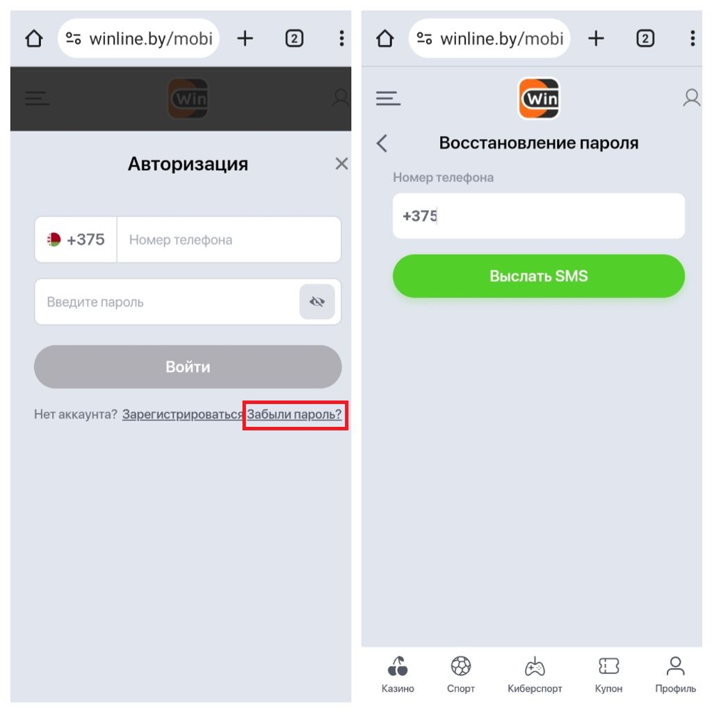Пошаговый алгоритм по смене пароля