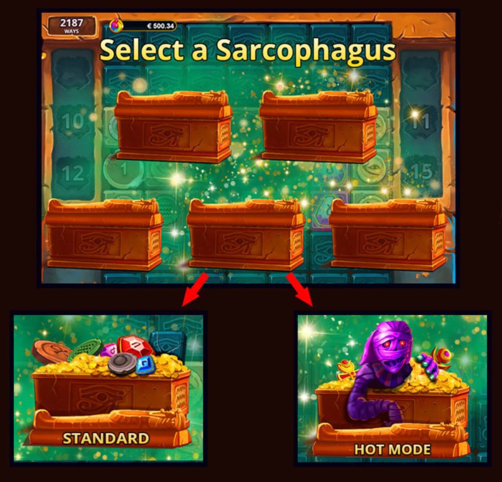 Выбор саркофага в Mummyland Treasures